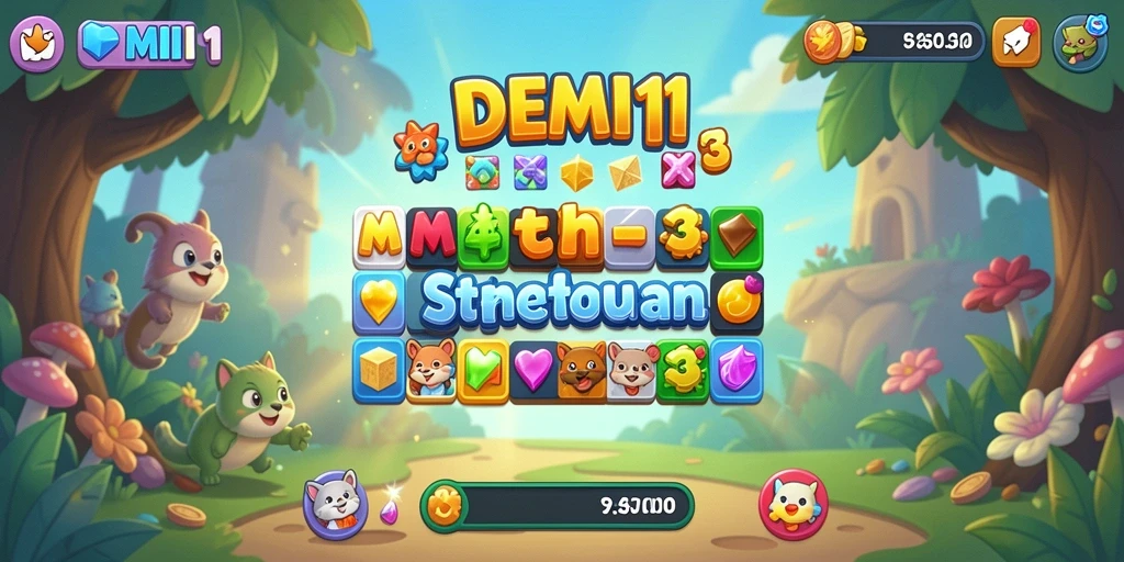 Screenshot gameplay DEMI11 menampilkan kombinasi item Match-3 yang seru.