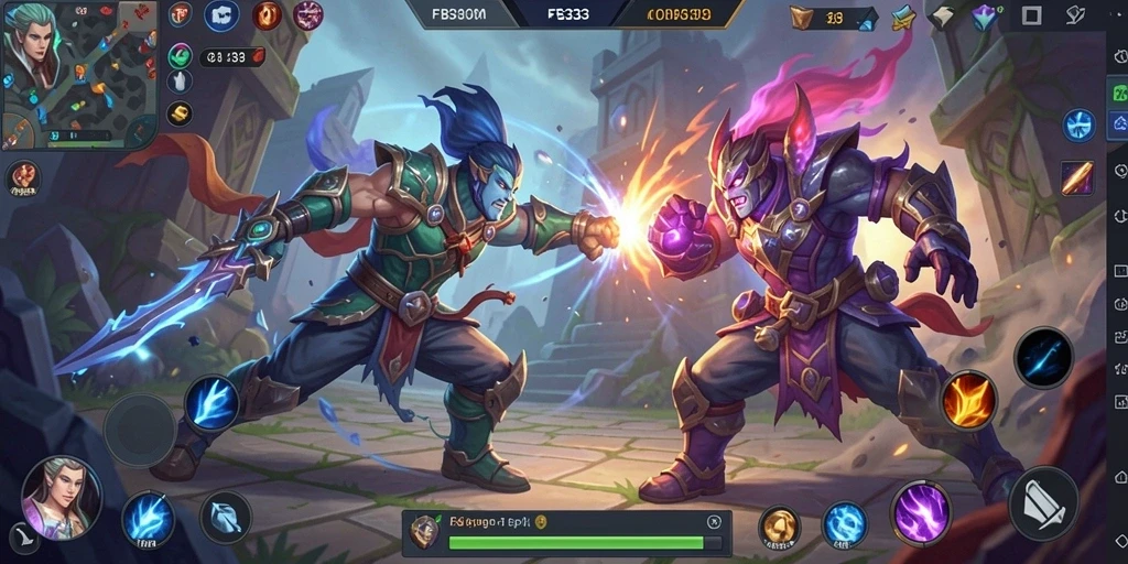 Tangkapan layar gameplay FB333 menunjukkan aksi seru pertarungan tim.