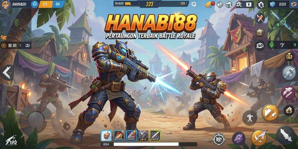 Tampilan gameplay seru dalam pertarungan Battle Royale HANABI88.