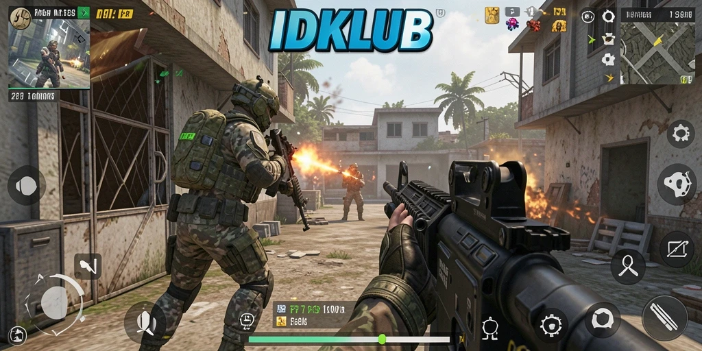 Tampilan gameplay seru dan menegangkan di IDKLUB, aktivitas FPS yang intens.