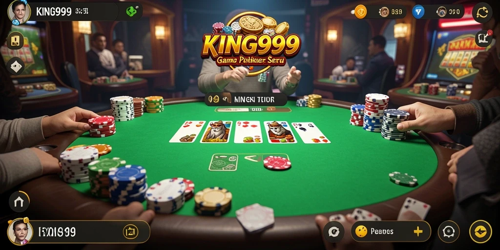 Menampilkan gameplay seru dari KING999 yang penuh tantangan poker.