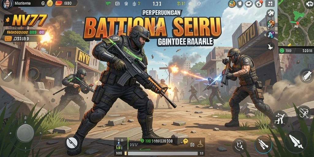 Tangkapan layar gameplay NV77 yang menampilkan aksi Battle Royale yang mendebarkan.