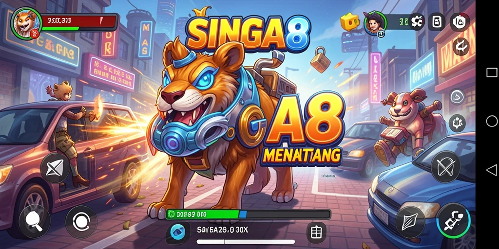 Tampilan gameplay SINGA8 yang penuh aksi dan tantangan.