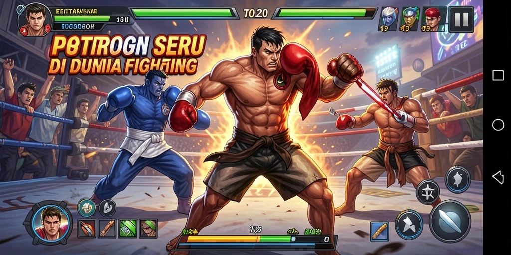 Screenshot gameplay TOTO20 menunjukkan pertarungan yang intens dan dinamis.