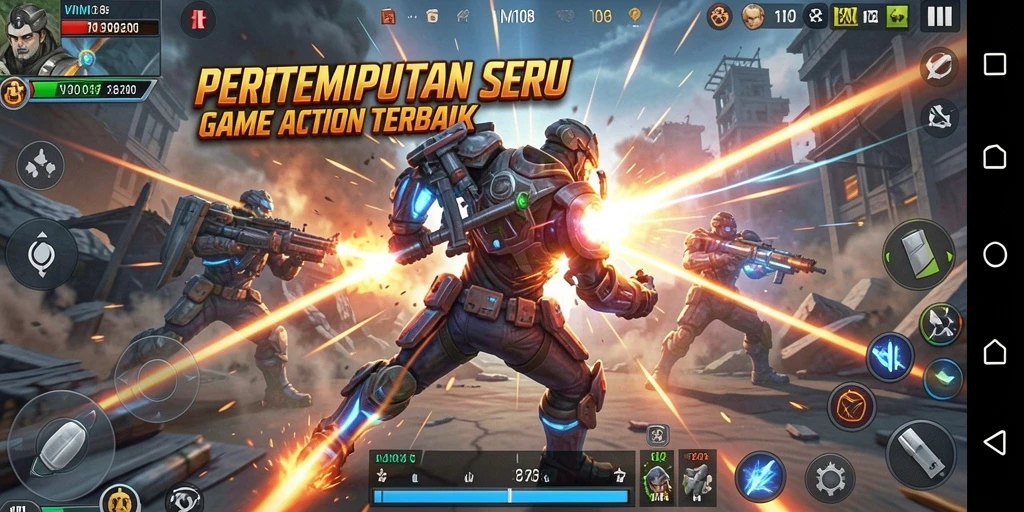 Screenshot gameplay VM108 menampilkan pertempuran yang dinamis dan seru.