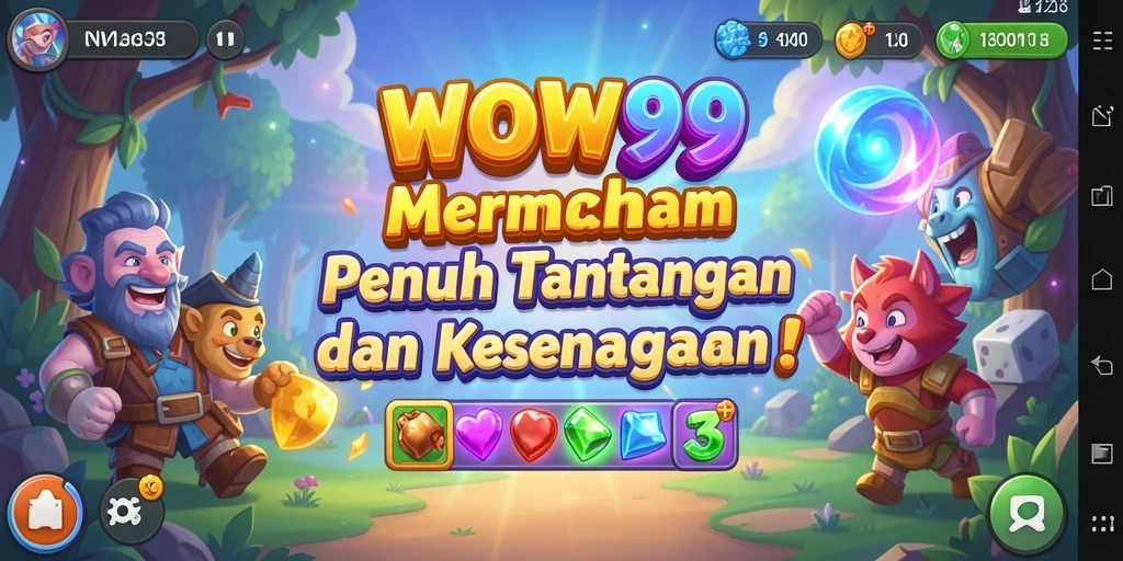 Tampilan gameplay WOW99 yang menawan dan penuh warna di kategori Match-3.